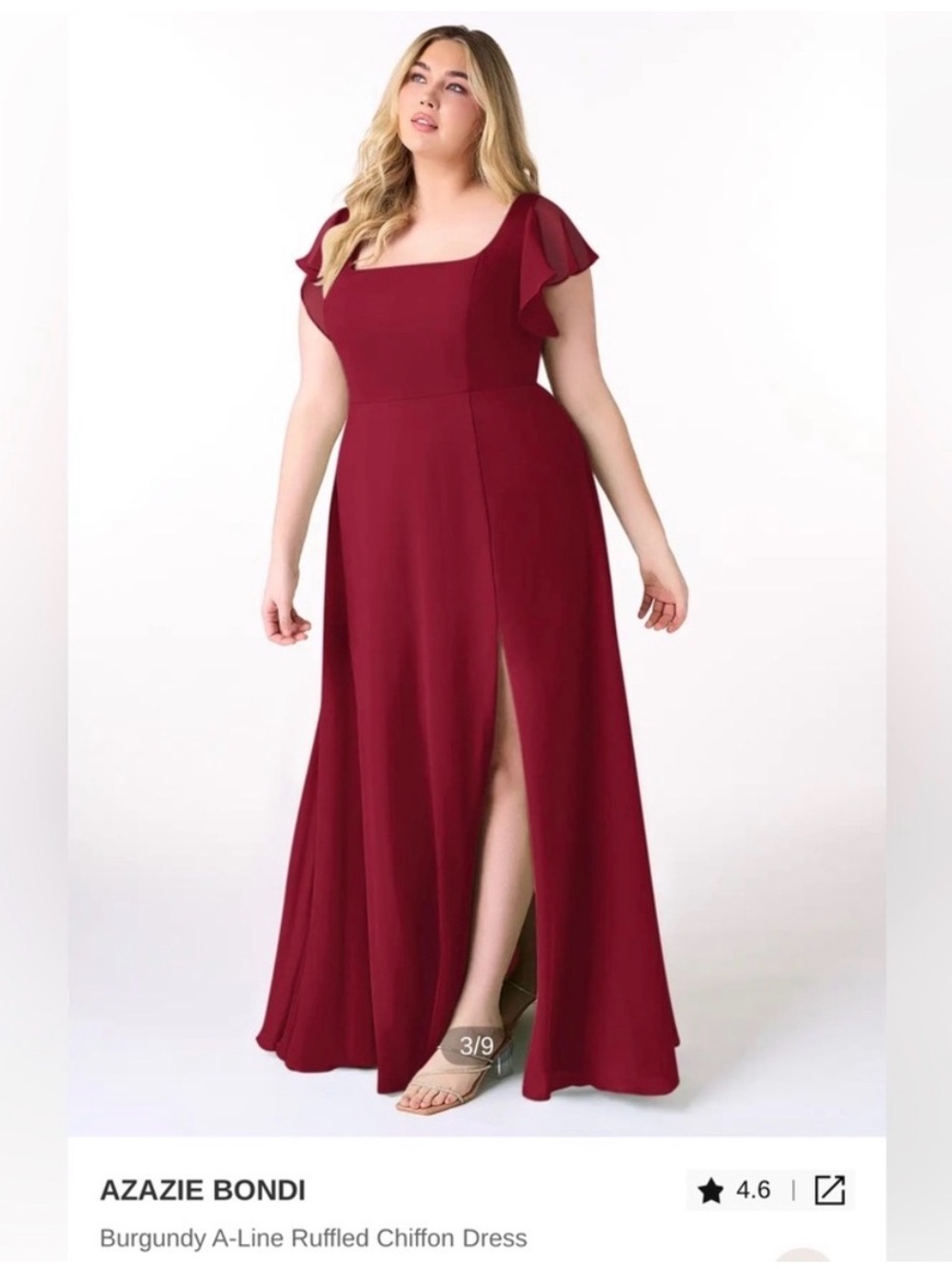 Azazie Burgundy Bondi Maxi Dress size 14